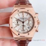 (BF) Swiss Royal Oak Audemars Piguet Replica Watch Rose Gold Brown Leather Band 41mm